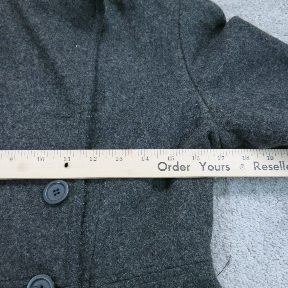 Express World Womens Pea Coat Jacket Long Sleeves Pockets Dark Gray Size 1/2