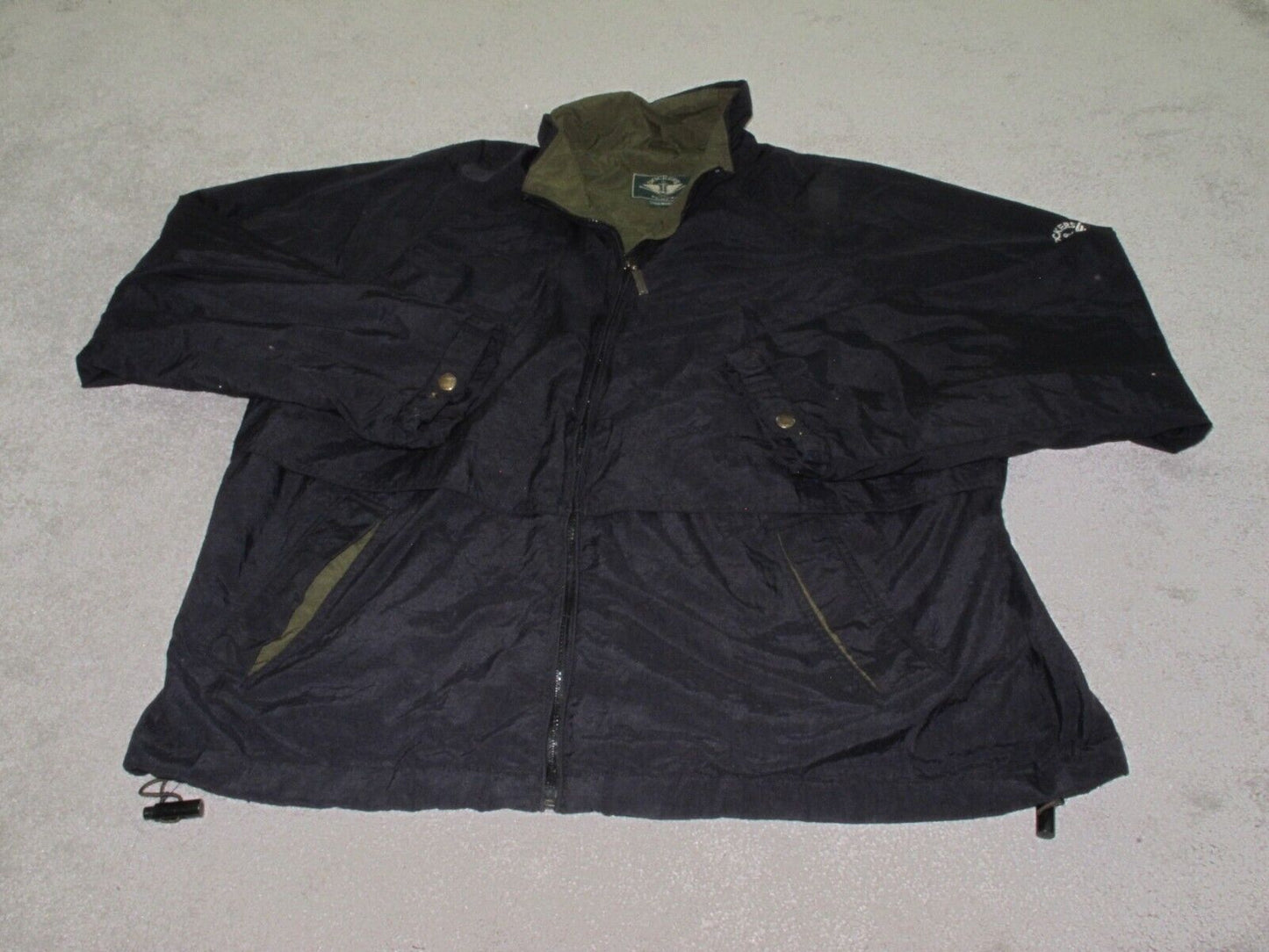 Dockers Mens Windbreaker Jacket Full Zip Up Long Sleeve Pockets Black Size Large