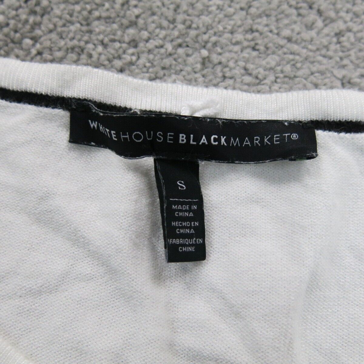 White Black House Market Women Pullover Knitted Sweater Long Sleeve White Size S