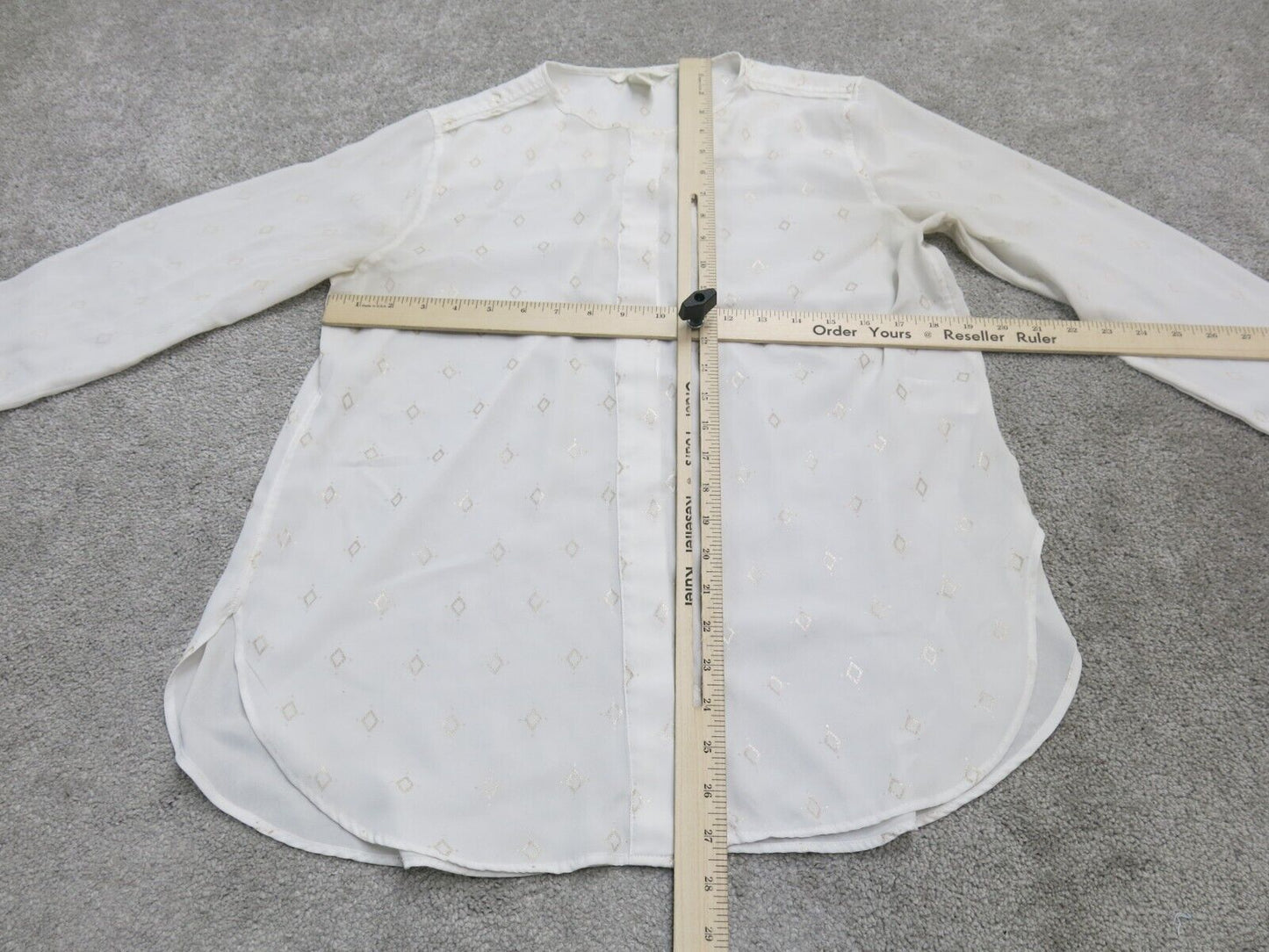 H&M Womens Blouse Top Long Sleeves Side Slit Crew Neck Pullover White Size 10