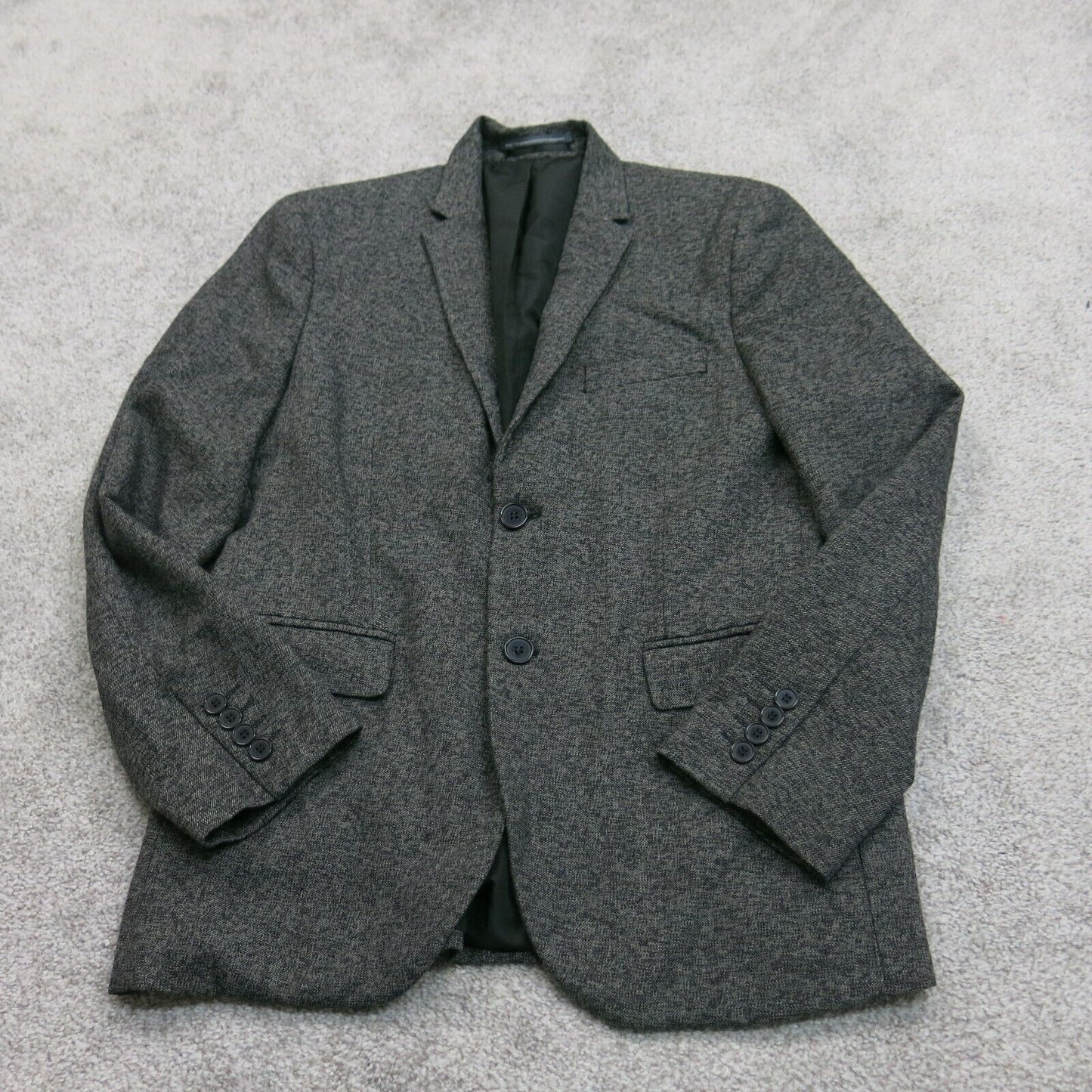 H&M Mens Blazer Coat Single Breasted Long Sleeves Pockets Black Size 38R