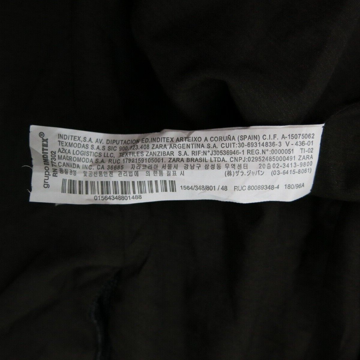 Zara Mens Blazer Coat Single Breasted Long Sleeves Pockets Black Size US 38