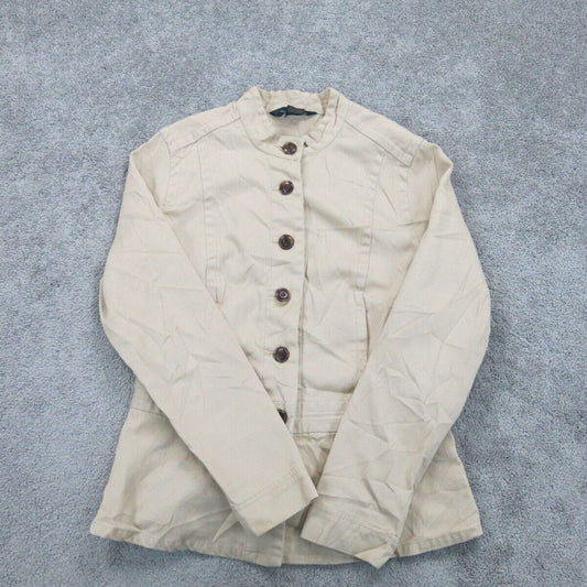 Dockers Mens Button Up Scrub Jacket Single Breasted 100% Cotton Beige Size M