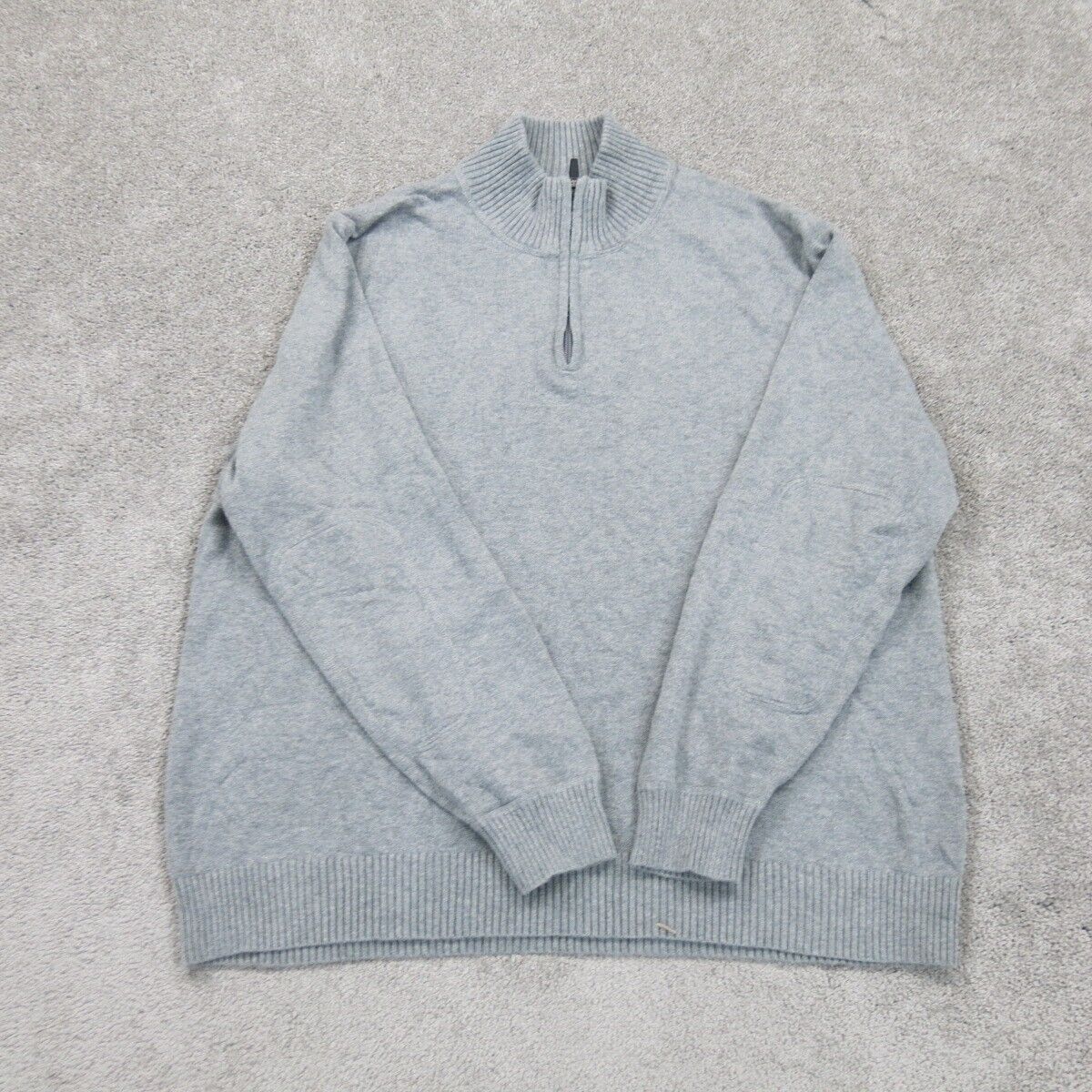 Lands End Mens Pullover Sweater Knitted Long Sleeve Mock Neck Gray Size Large