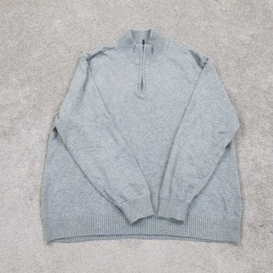 Lands End Mens Pullover Sweater Knitted Long Sleeve Mock Neck Gray Size Large