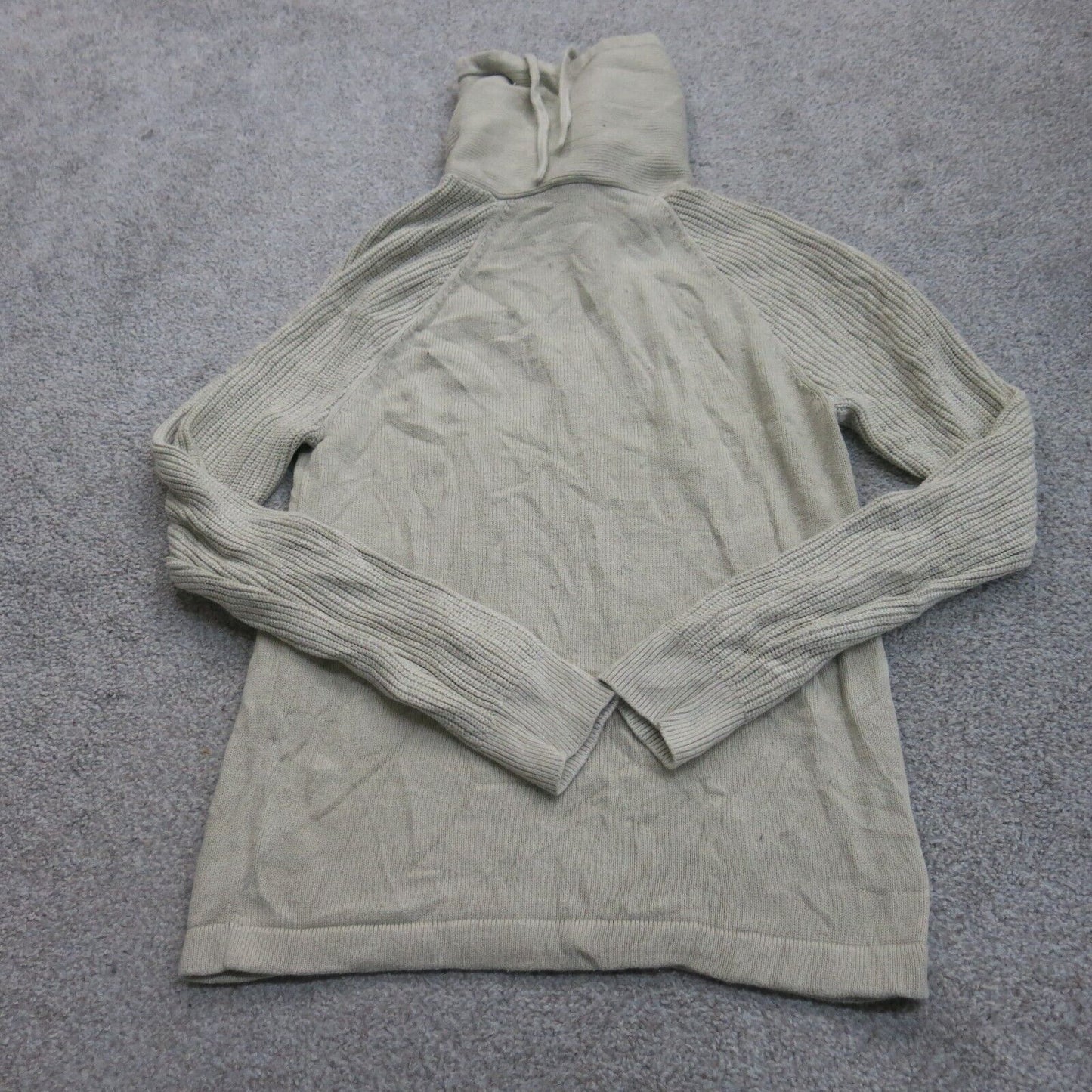 Express Womens Pullover Sweater Drawstring High Neck Long Sleeves Ivory SZ Small