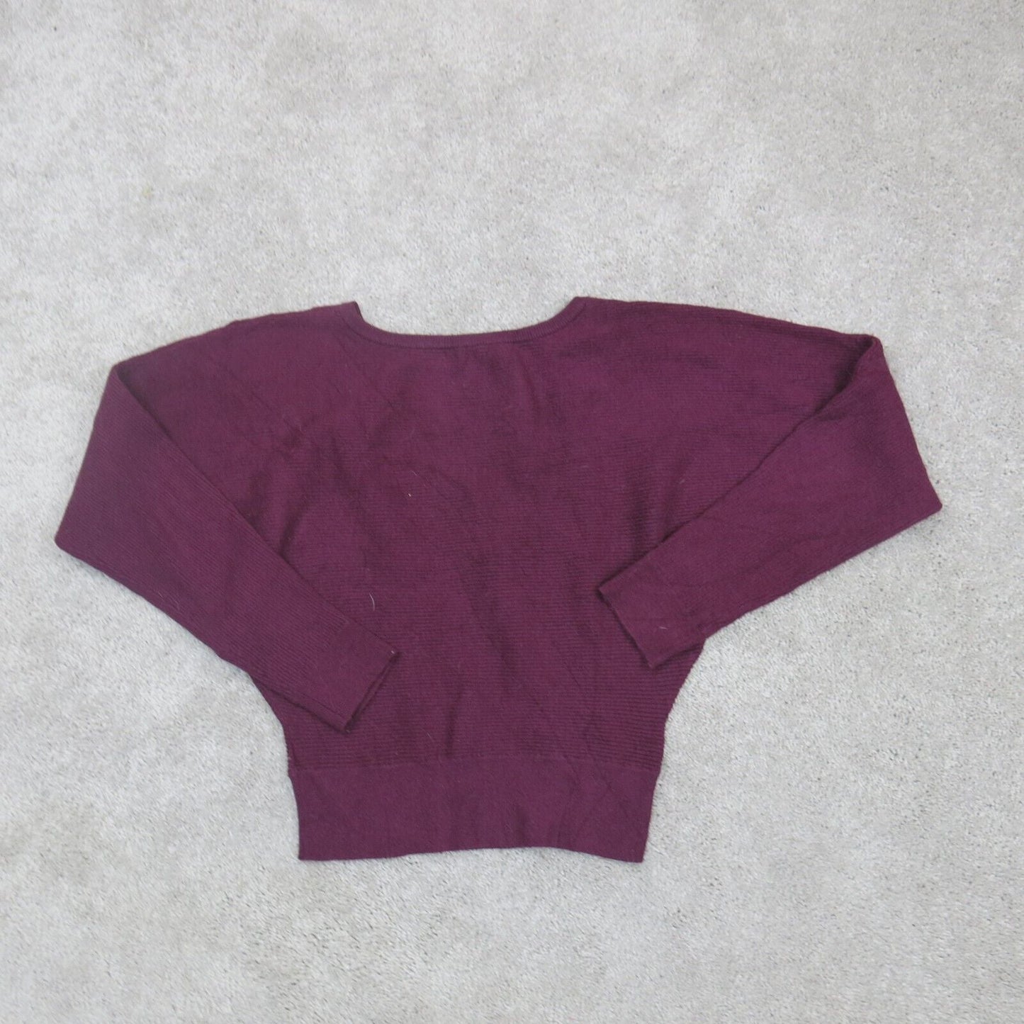 Express Womens Pullover Cropped Sweater Long Sleeves Crew Neck Maroon Size Small