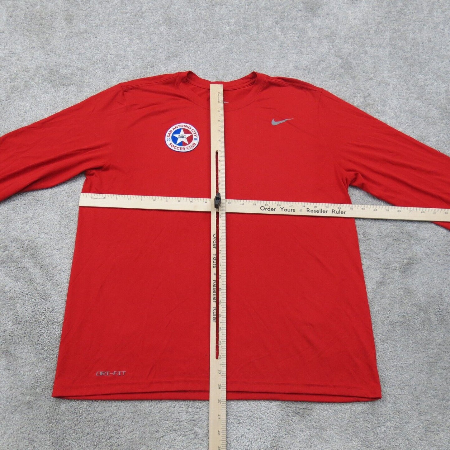 The Nike Tee Mens Crew Neck T Shirt Long Sleeves Dri Fit Logo Red Size X Large