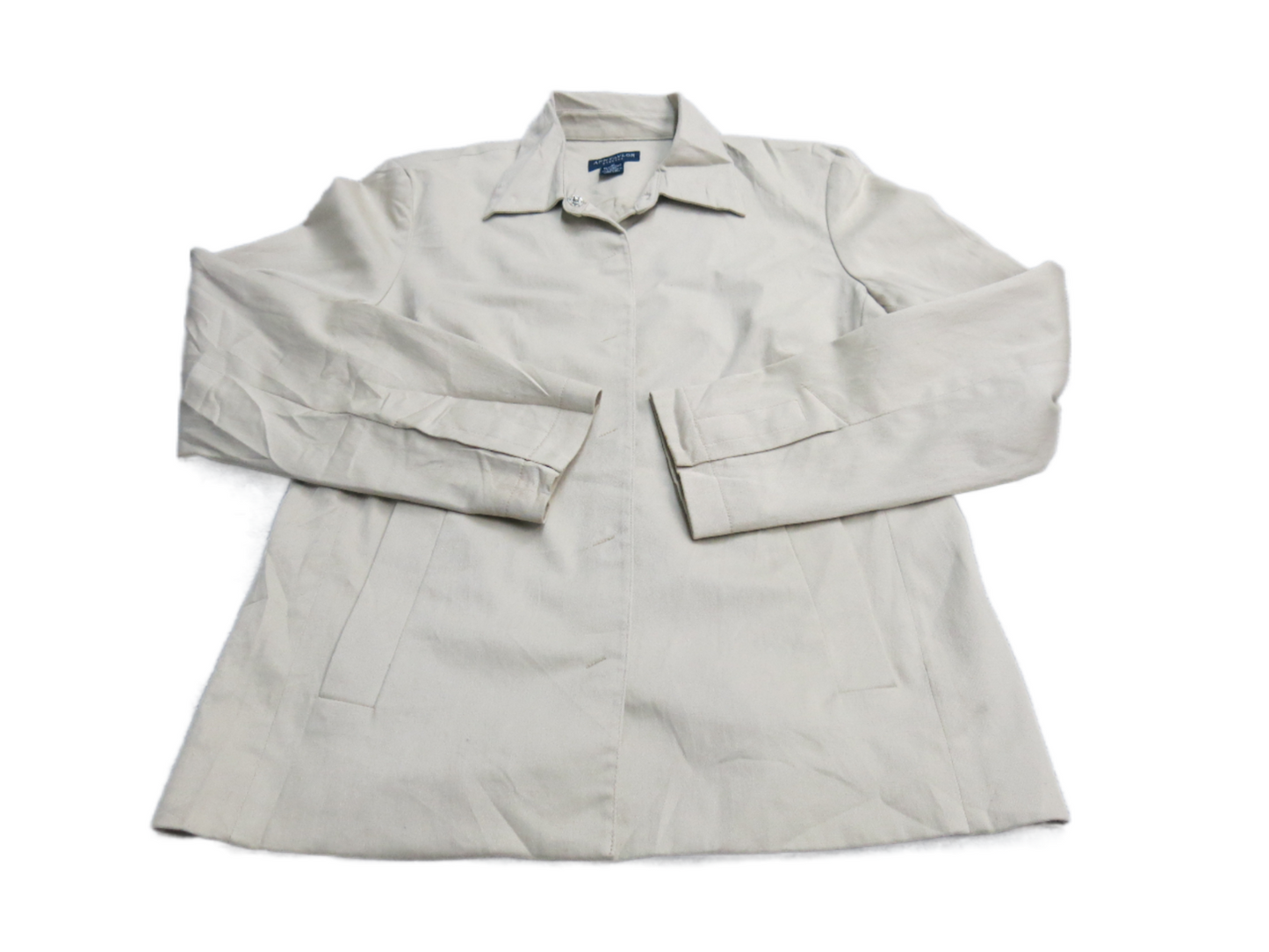 Ann Taylor Womens Blazer Coat Snap Button Long Sleeves Pockets Beige Size Medium