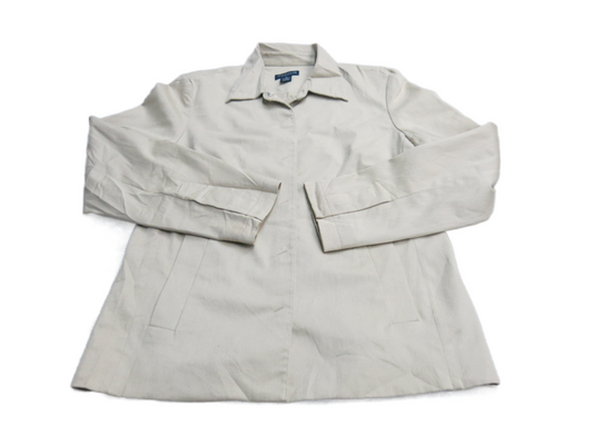 Ann Taylor Womens Blazer Coat Snap Button Long Sleeves Pockets Beige Size Medium