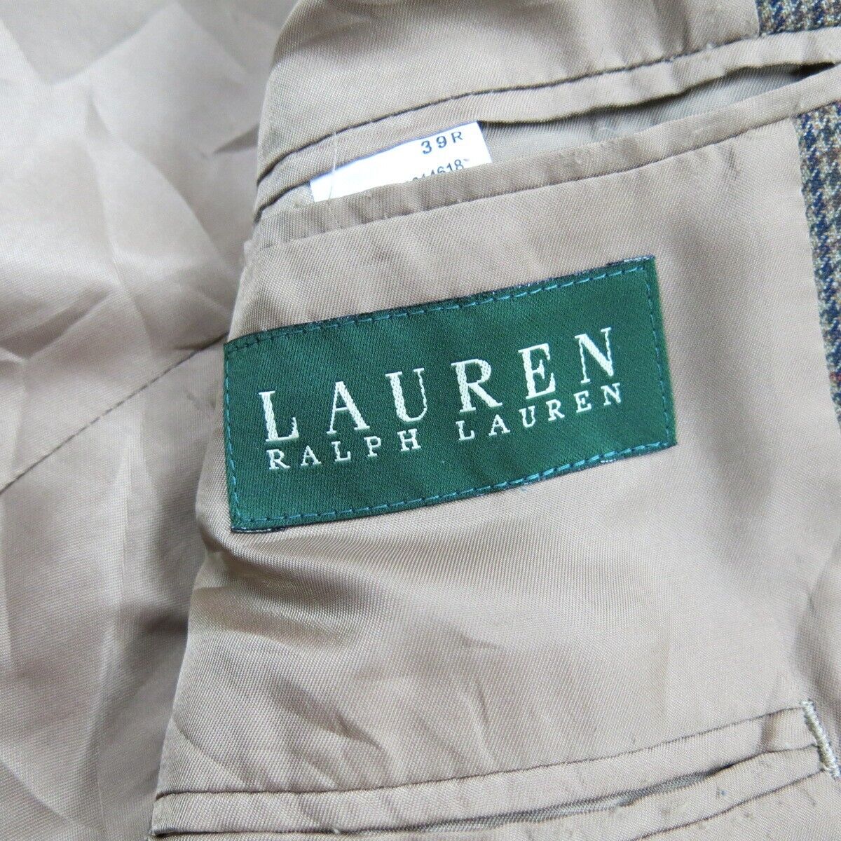 Lauren Ralph Lauren Mens Blazer Coat Single Breasted Long Sleeves Brown Size 39R