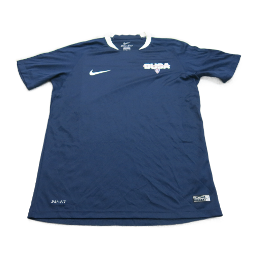 Nike Dri Fit Mens Crew Neck T Shirt Short Sleeves Logo Blue Size Medium