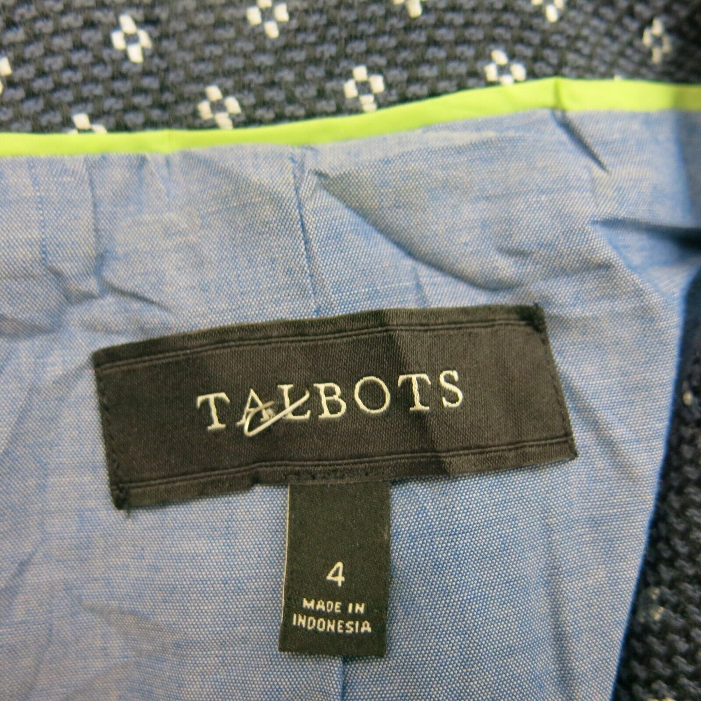 Talbots Womens Embroidered Blazer Coat Single Breasted Blue Size 4