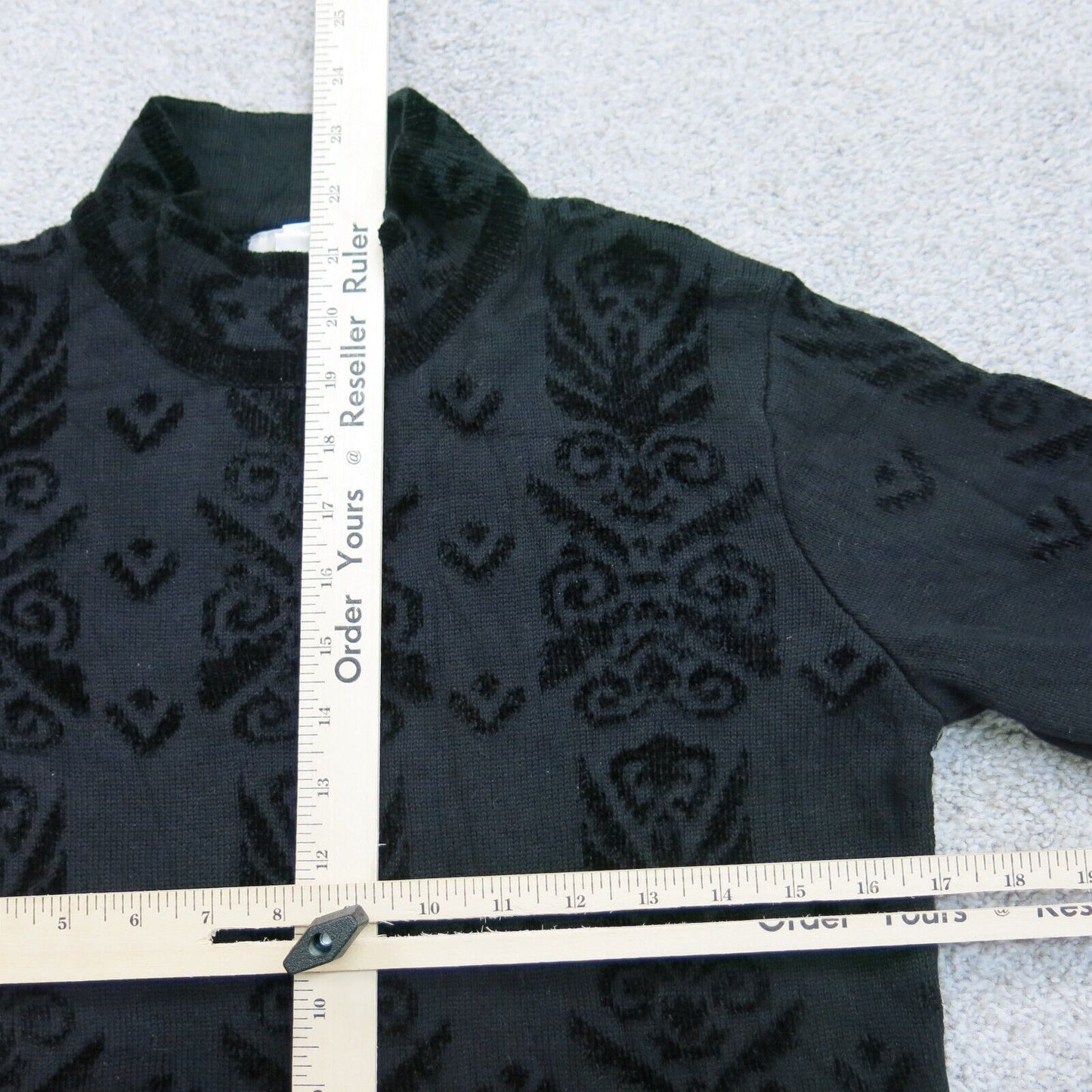 Talbots Womens Pullover Sweater Mock Neck Long Sleeve Geometric Black Size Small