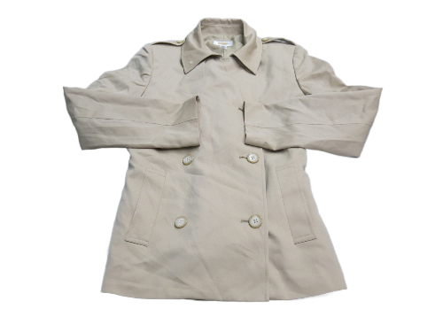 Talbots Mens Trench Coat Front Button Long Sleeves Collar Pockets Beige Size 8