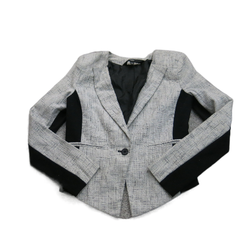 Mossimo Women Asymmetrical Blazer Coat Single Breast Long Sleeve Gray Black SZ S