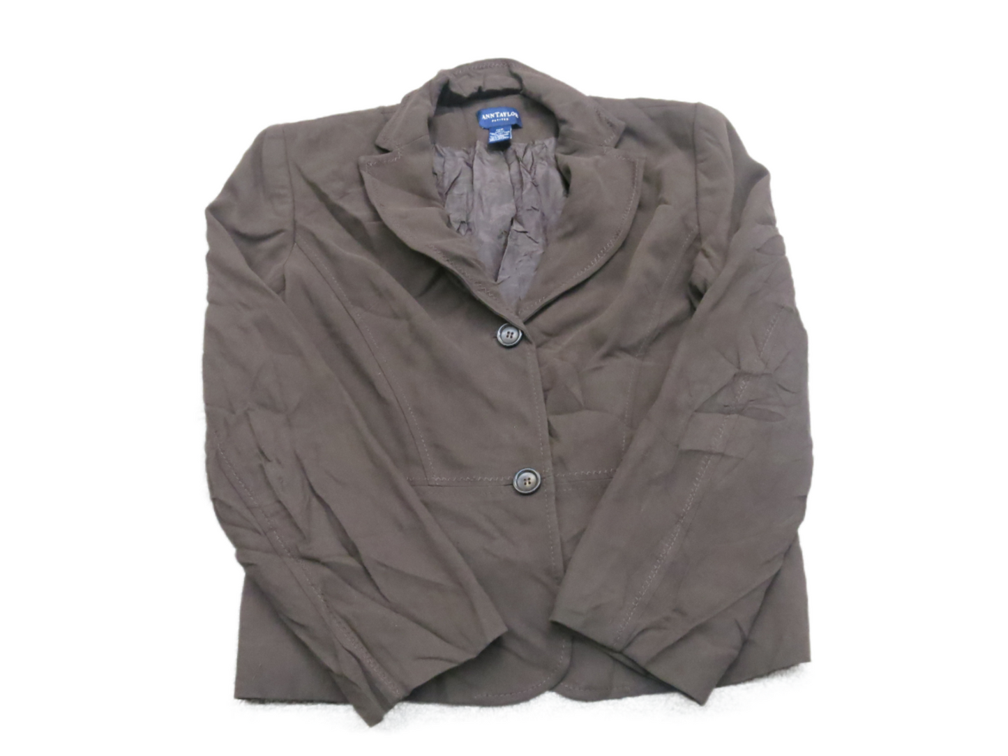 Ann Taylor Women Blazer Coat Single Breasted Long Sleeve Pocket Brown Size 12P