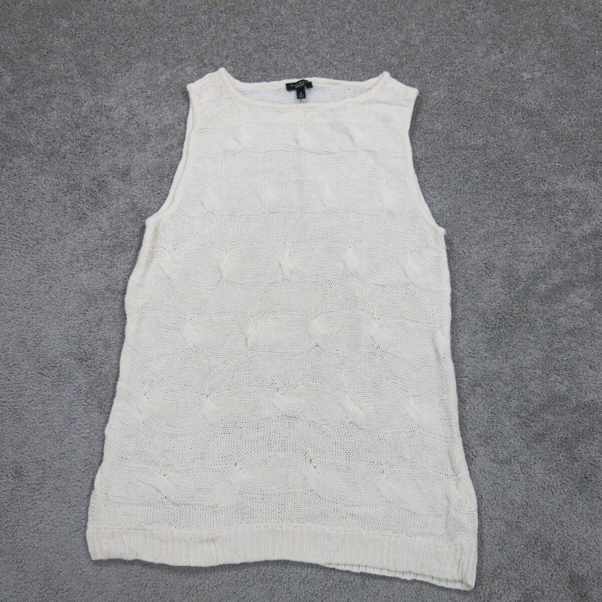 Talbots Women Pullover Knitted Vest Sweater Sleeveless Crew Neck Ivory SZ Medium