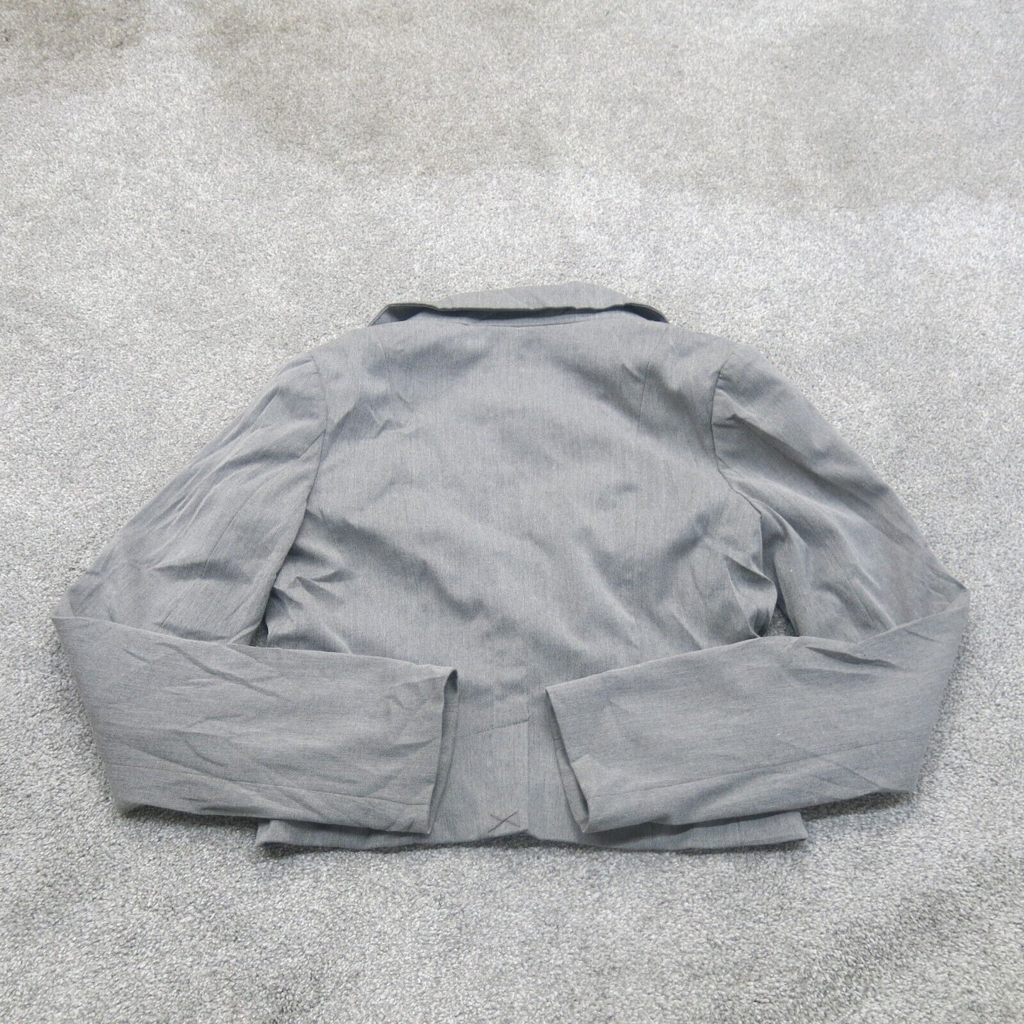 Divided H&M Womens Crop Blazer Coat Single Breasted Long Sleeve Pocket Gray SZ 6