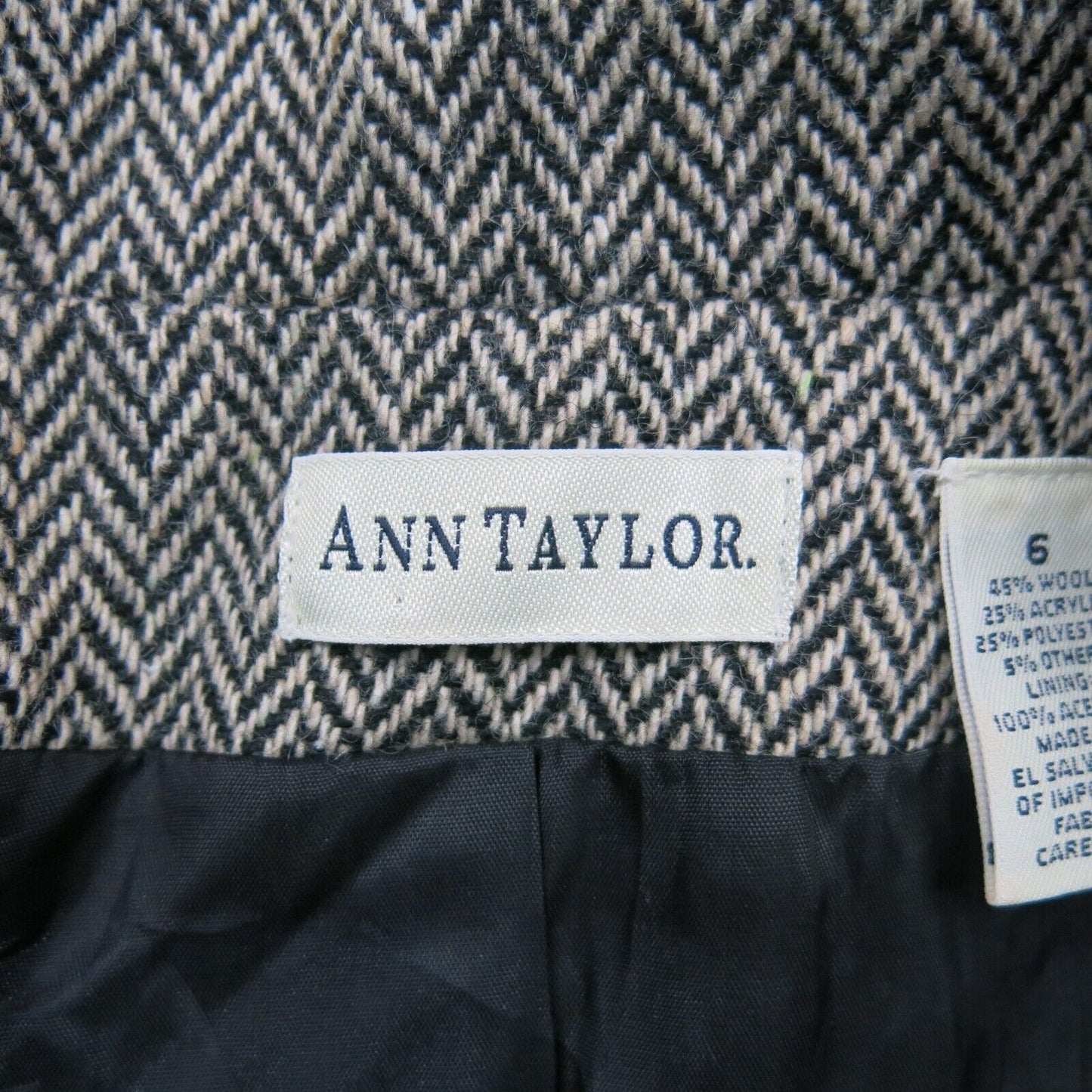 Ann Taylor Women Tweed Pea Coat Double Breasted Long Sleeves Pockets Gray Size 6