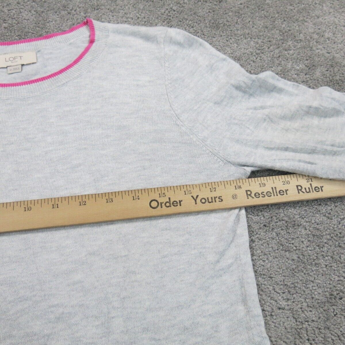 Loft Outlet Women Sweater Knitted Long Sleeve Round Neck Heather Light Gray SZ M