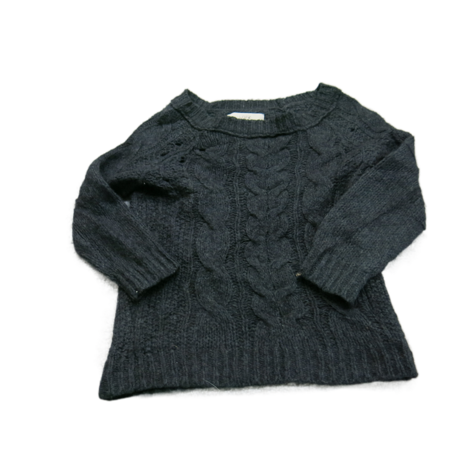 Ann Taylor Loft Womens Sweater Knitted Long Sleeve Round Neck Black Size XS