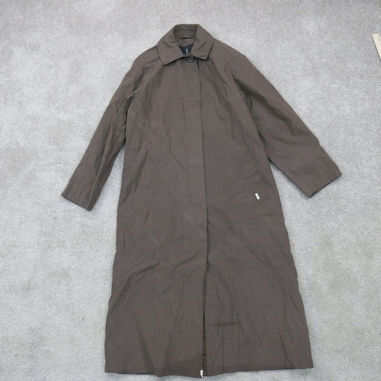London Fog Womens Long Over Coat Long Sleeve Collared Brown Size Medium