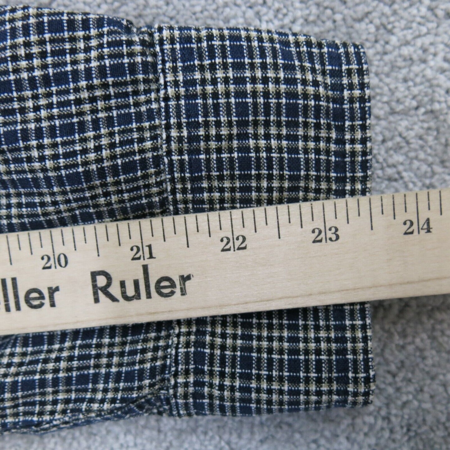 Columbia Men Shirt Button Down Check 100%Cotton Long Sleeves Blue Beige Size 2XL