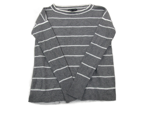 Banana Republic Womens Pullover Striped Sweater Long Sleeves Gray White Size XS