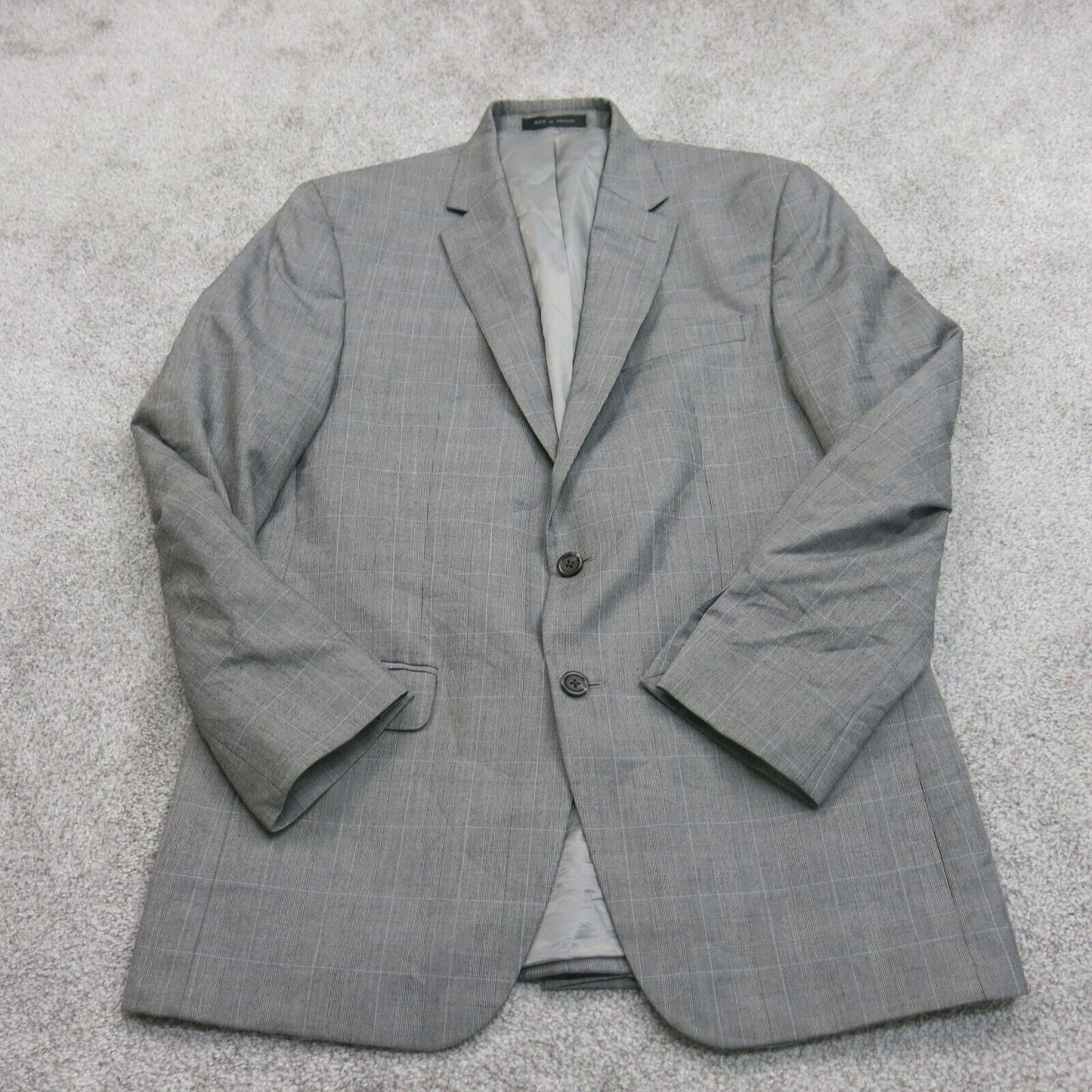 Chaps Mens Blazer Coat Single Breasted Long Sleeves Pockets Gray Black M 38-40