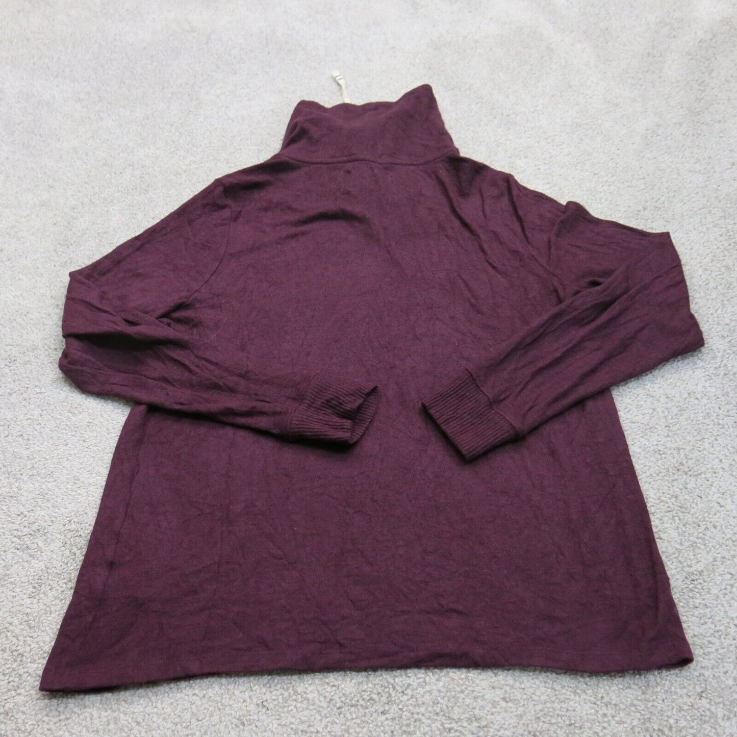 Lucky Brand Womens Pullover Sweater Top High Neck Long Sleeves Maroon Size Large