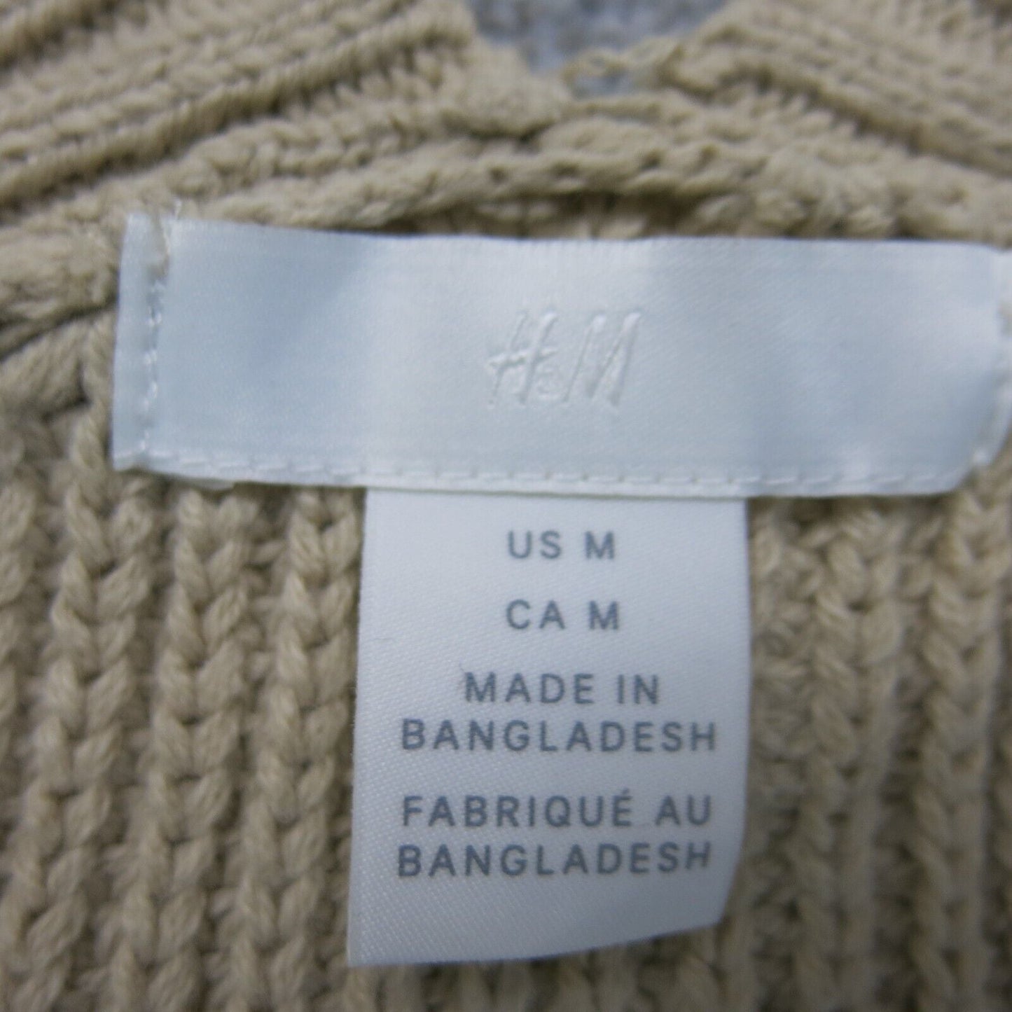 H&M Womens Pullover Sweater Knitted Sleeveless V Neck Beige Size Medium