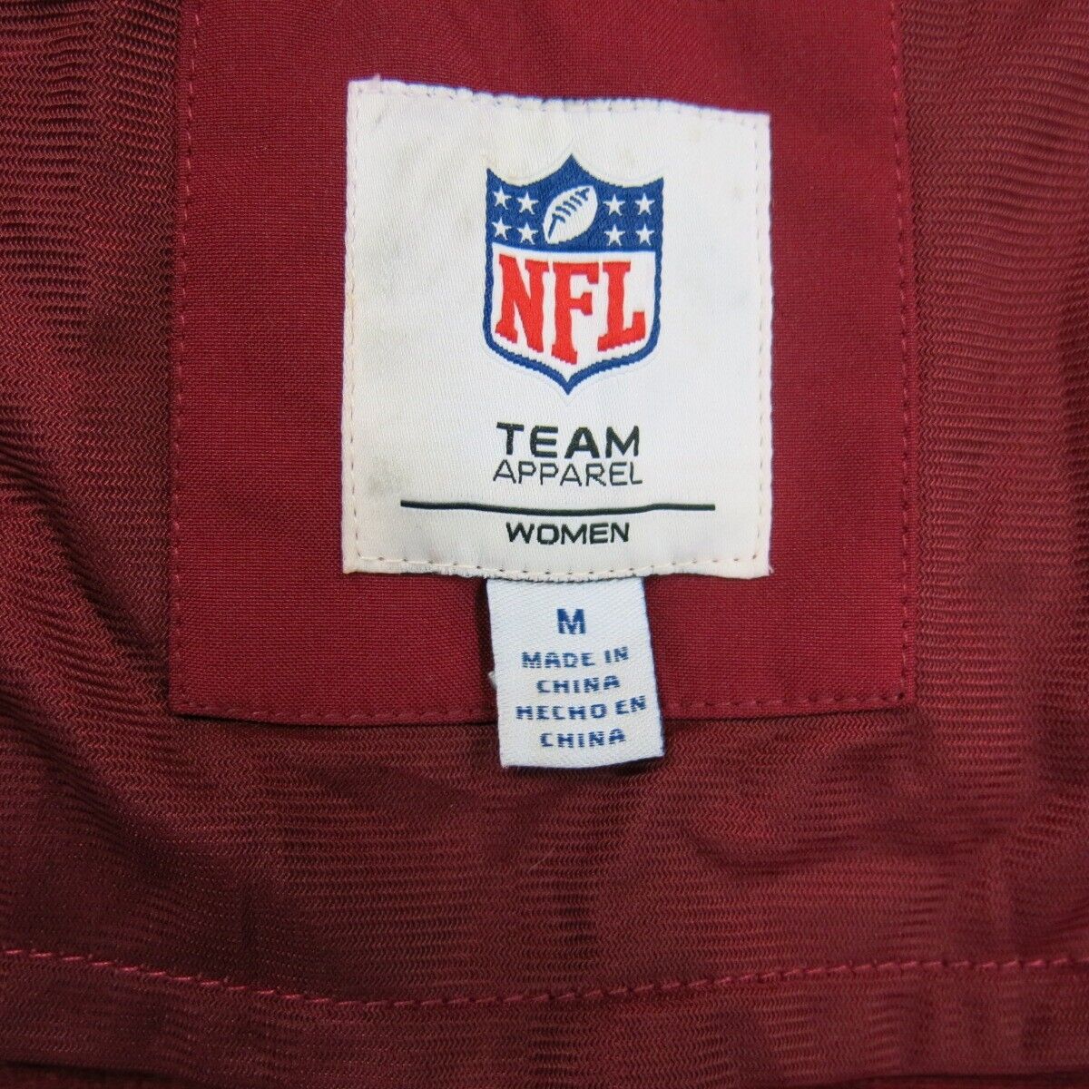 NFL Team Apparel Womens Jacket Full Zip Up Long Sleeve Mock Neck Red Size Medium