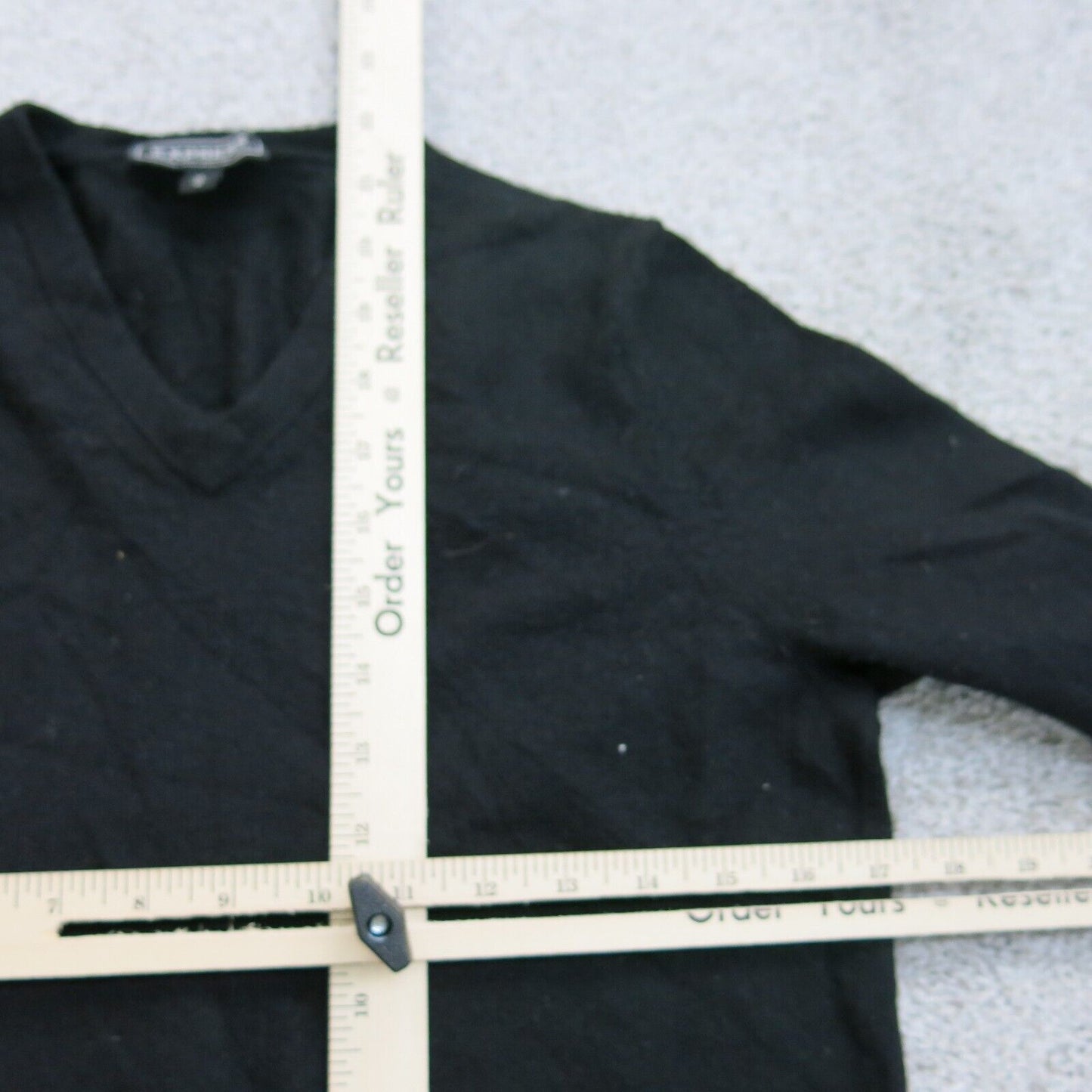Express Womens Pullover Sweater V Neck Long Sleeves Solid Black Size Medium