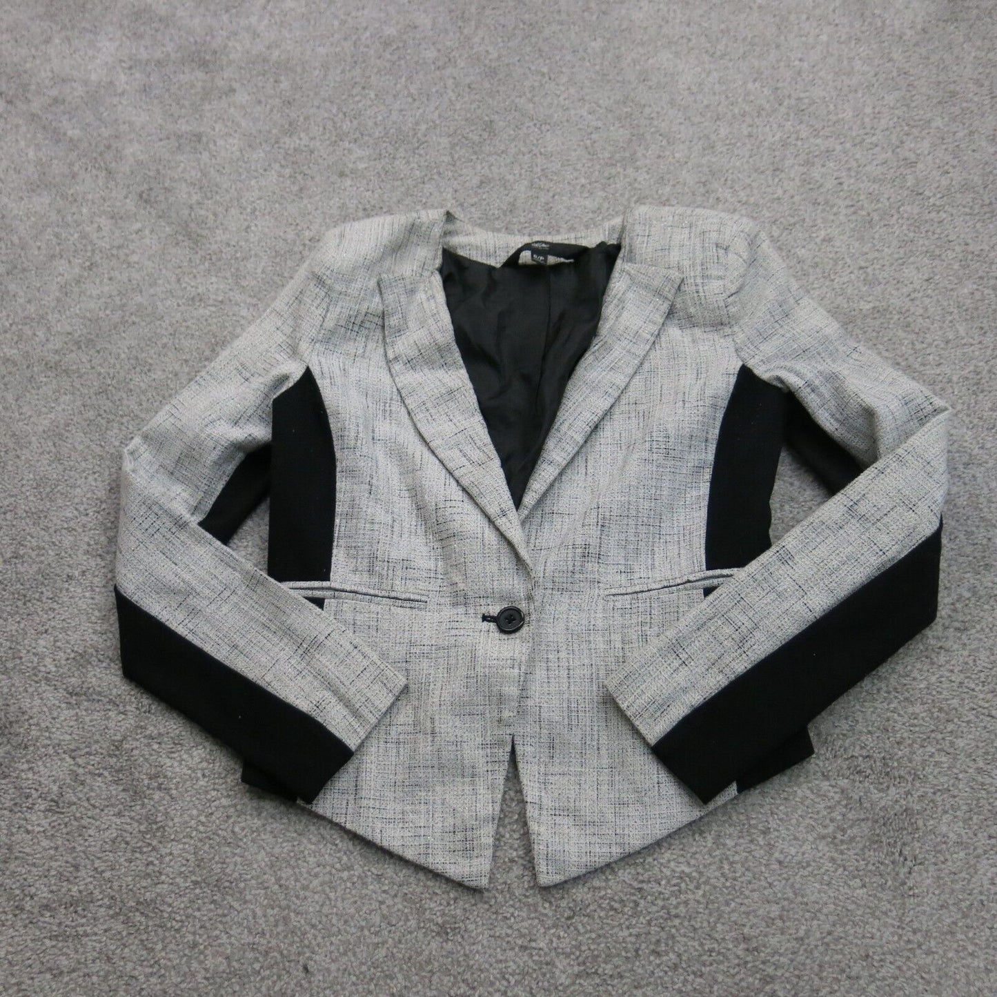 Mossimo Women Asymmetrical Blazer Coat Single Breast Long Sleeve Gray Black SZ S