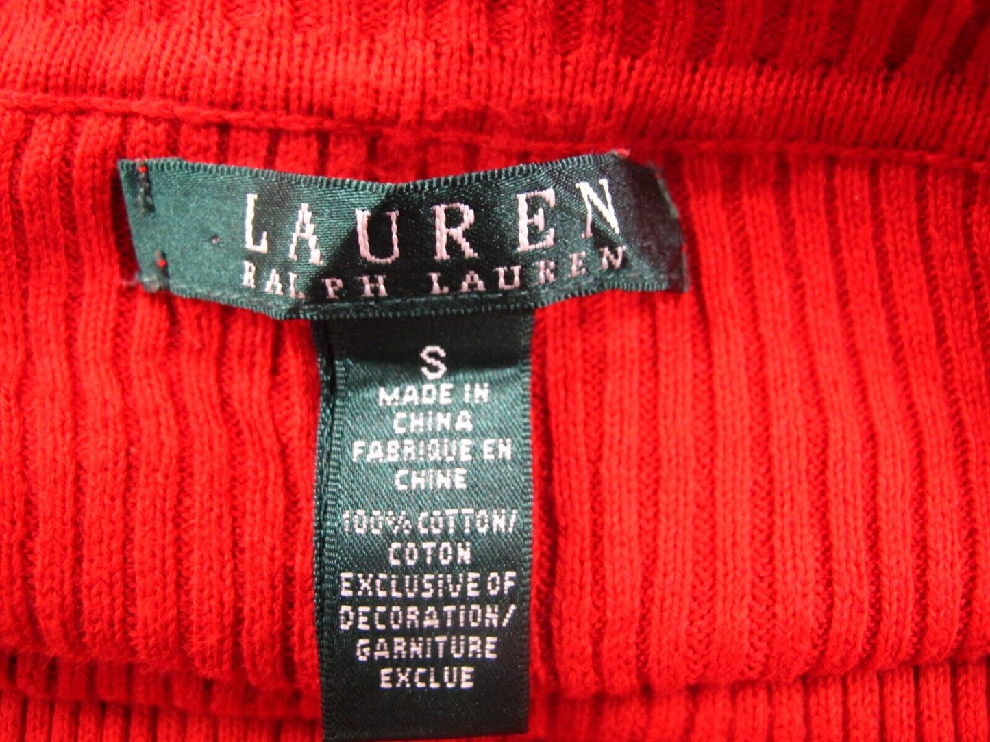Ralph Lauren Womens Knitted Pullover Sweater High Neck Long Sleeves Red Size S