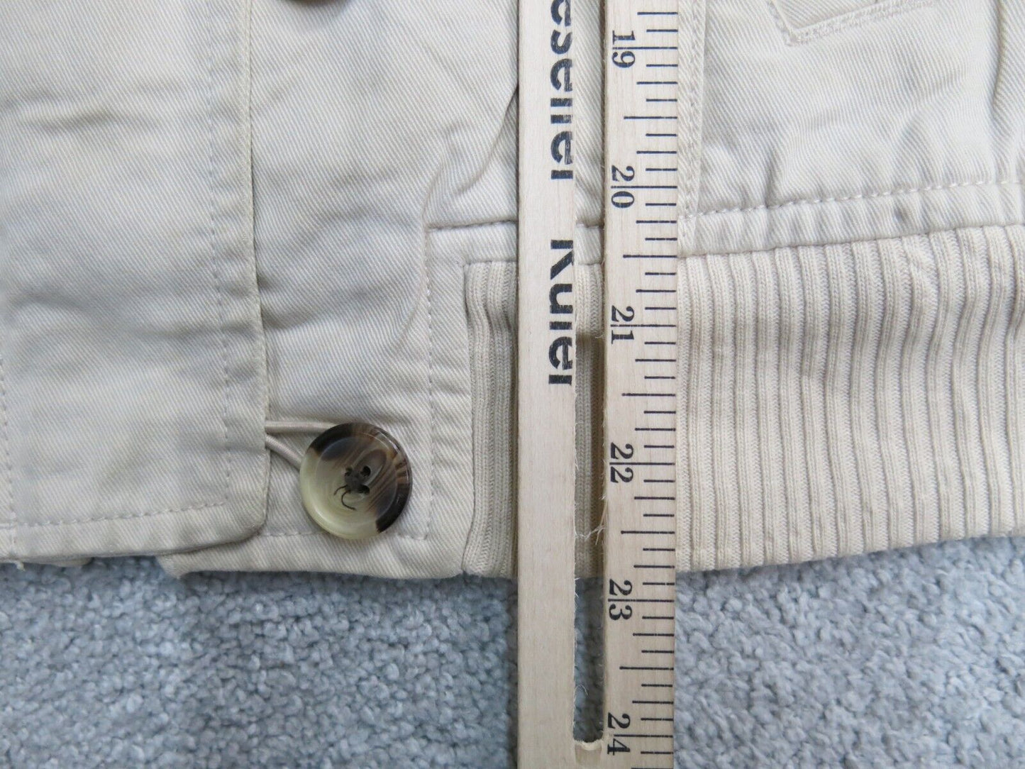 Old Navy Women Full Zip Up Parka Coat Hooded Jacket Long Sleeve Ivory Size Small