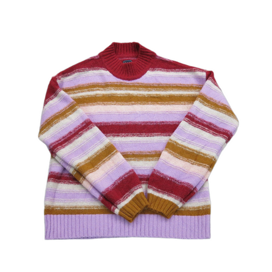 Gap Womens Pullover Knitted Sweater Mock Neck Striped Red Pink Yellow Size Small