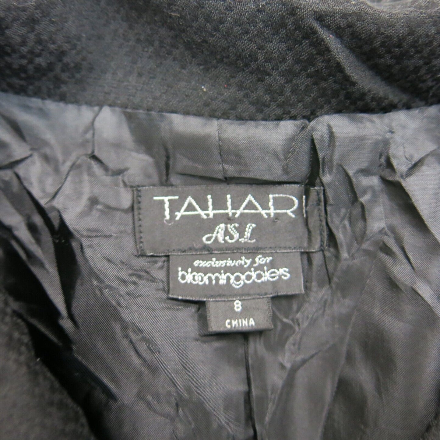 Tahari Womens Blazer Coat Single Breasted Long Sleeves Pockets Black Size 8