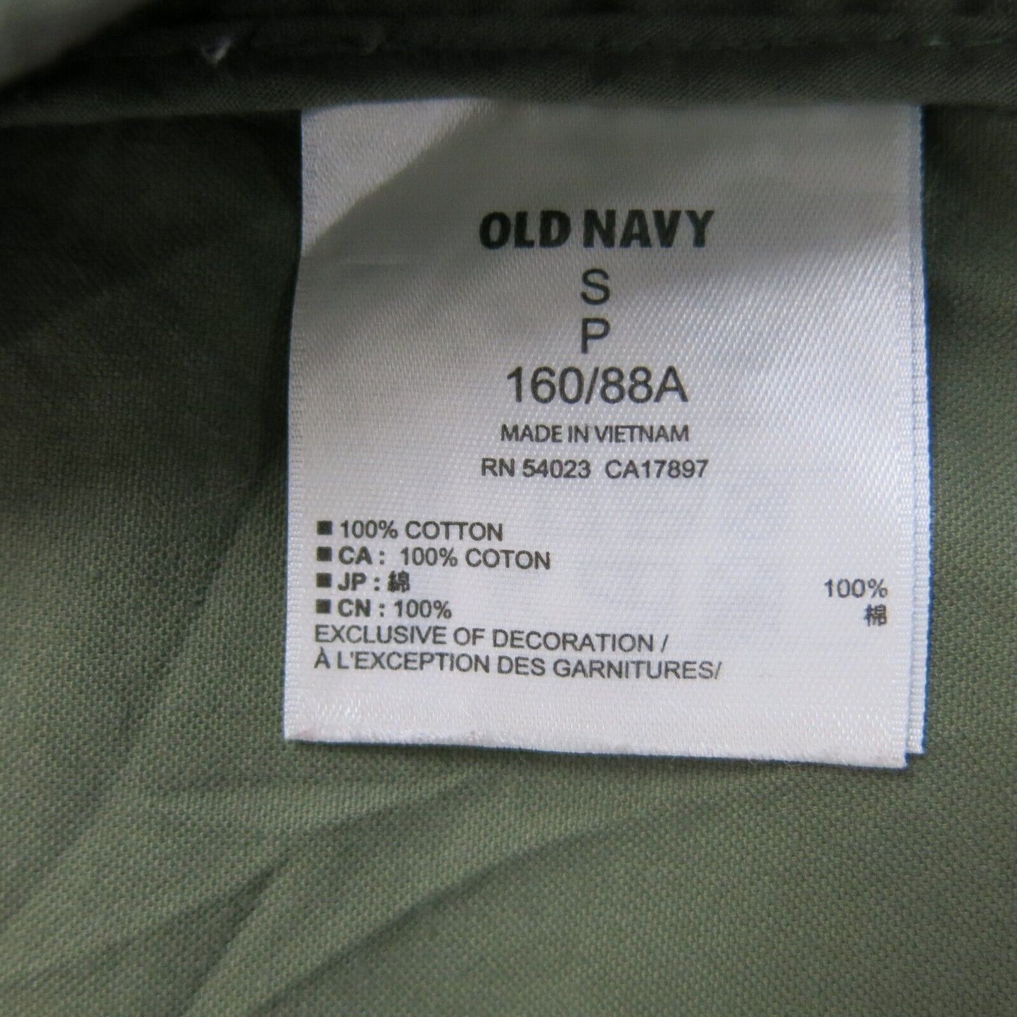 Old Navy Womens Utility Vest Jacket Mock Neck Sleeveless Pockets Green Size S/P