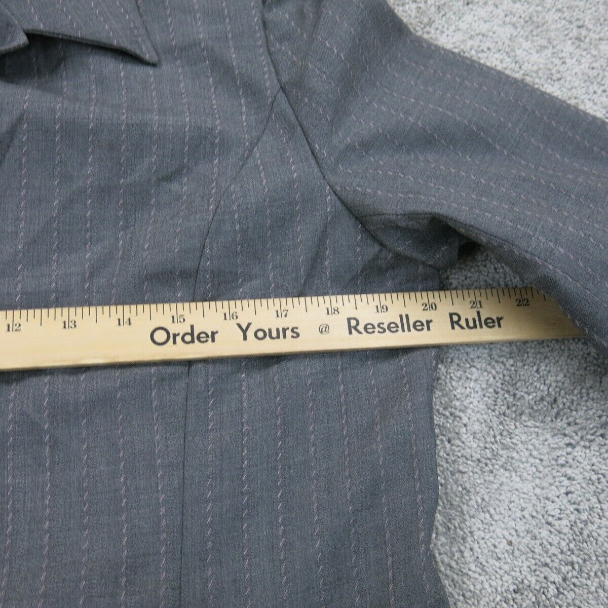 Talbots Womens Blazer Coat Single Breasted 3/4 Sleeves Pockets Gray Size 14