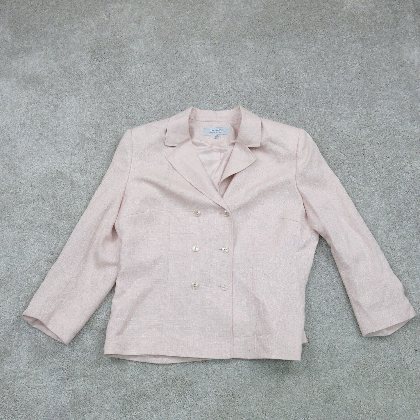 Tahari Womens Double Breasted Pea Coat Long Sleeve Light Pink Size 18