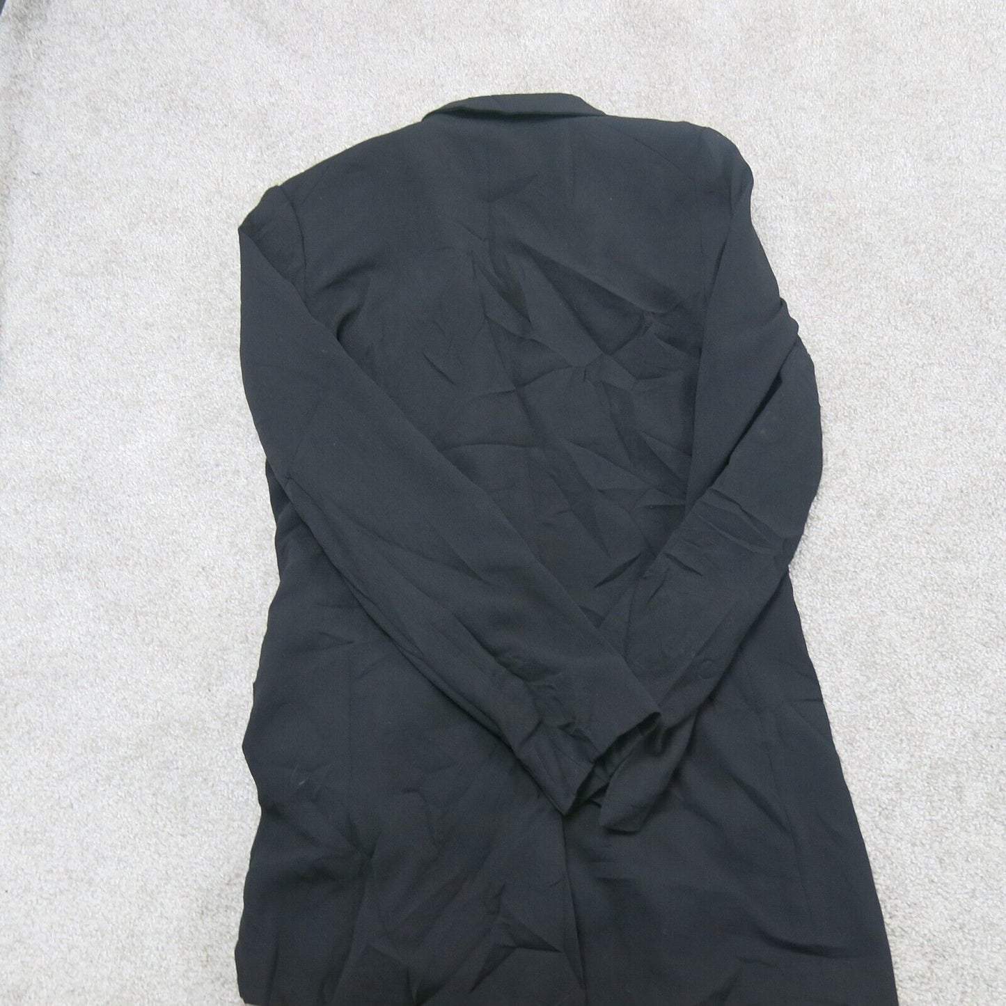 H&M Womens Over Coat Long Sleeves Open Front Pockets Solid Black Size 8
