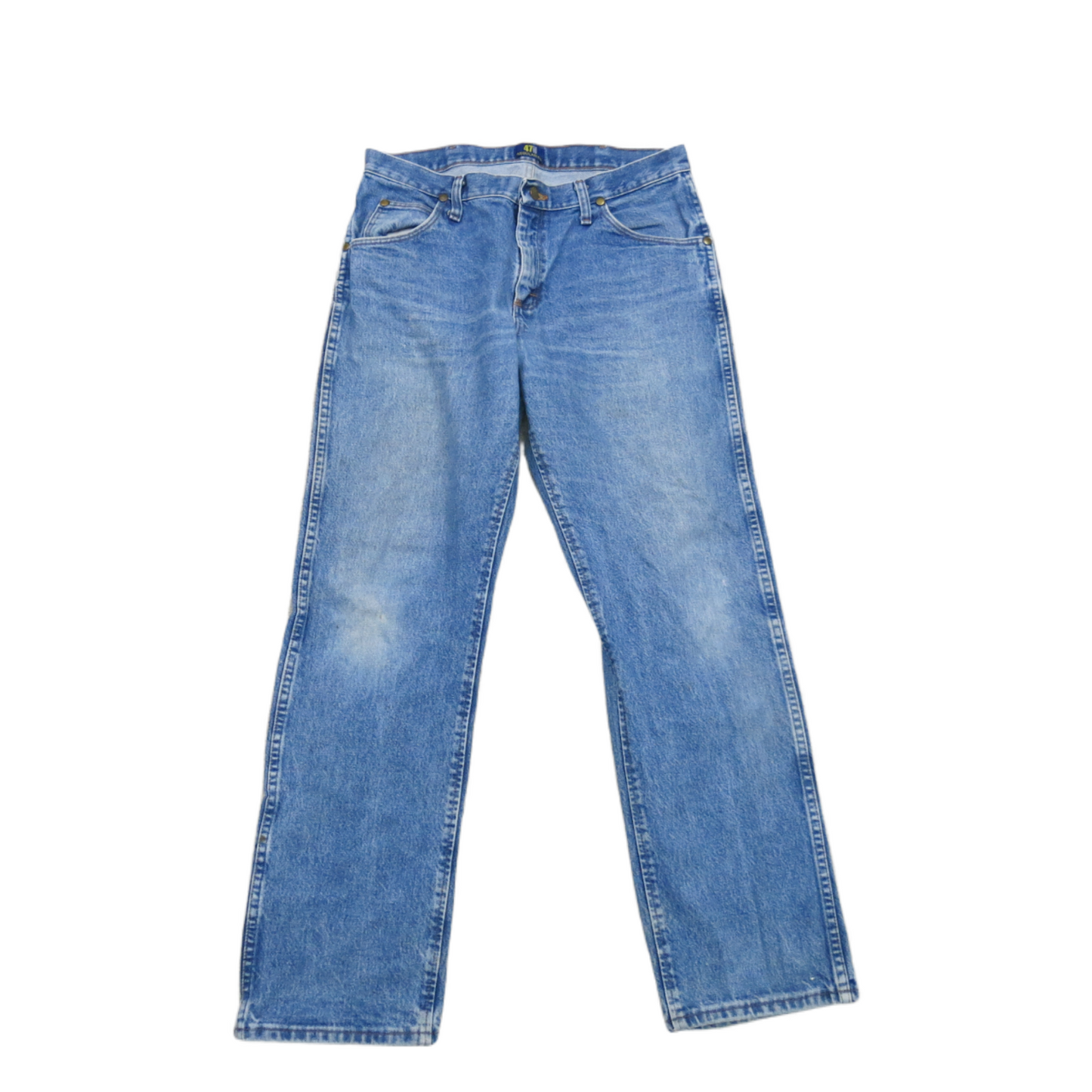 Wrangler 47MWZ Men Jeans Straight Leg Mid Rise 100% Cotton Blue Size W32XL30