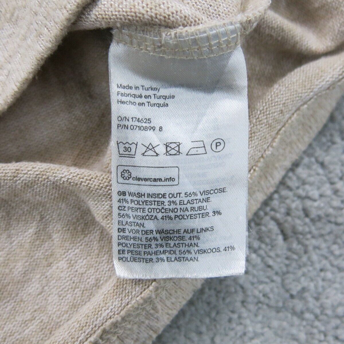 H&M Womens Pullover Sweatshirt Top Long Sleeve High Neck Beige Size Small