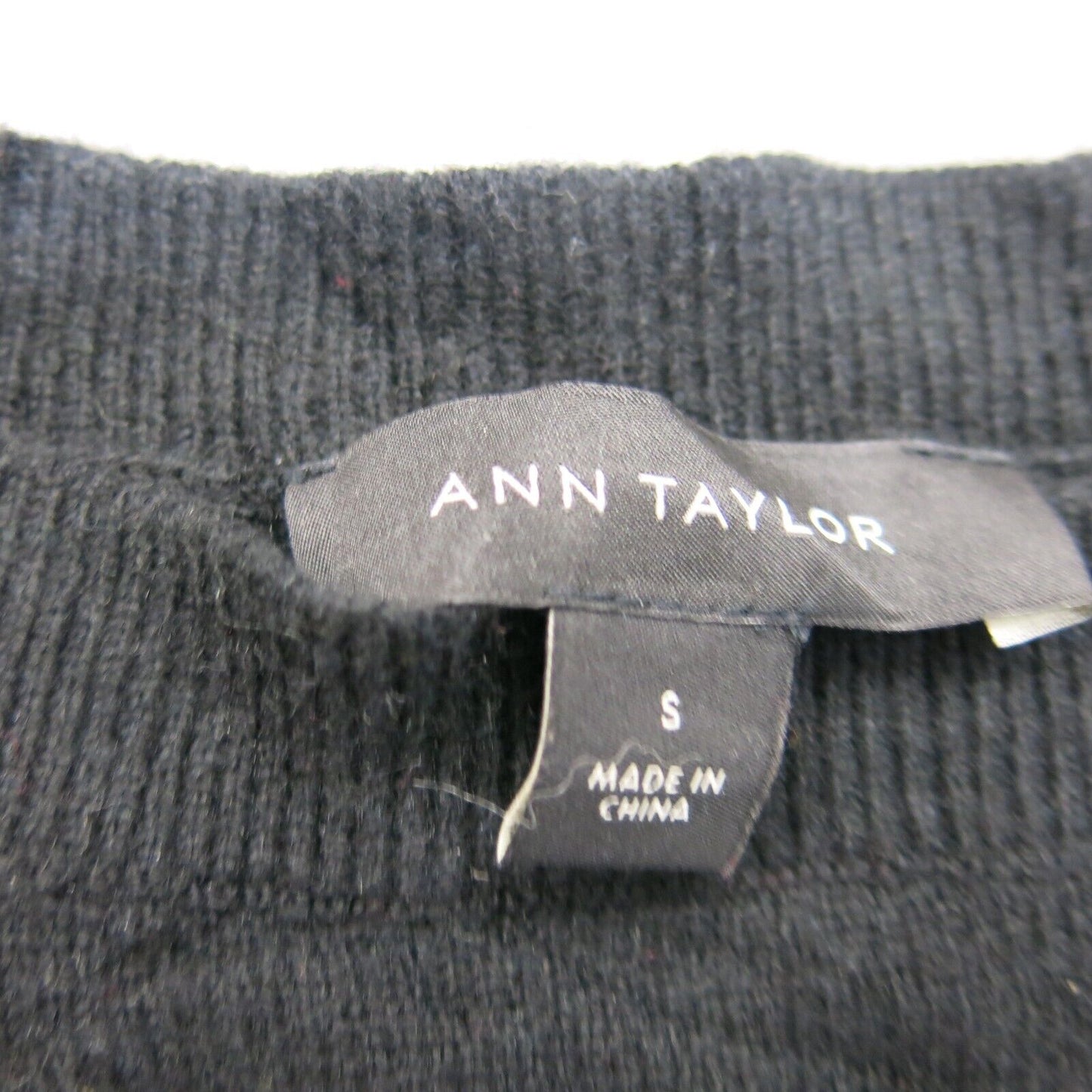 ANN Taylor Womens Pullover Sweater Top Boat Neck Long Sleeves Black Size Small