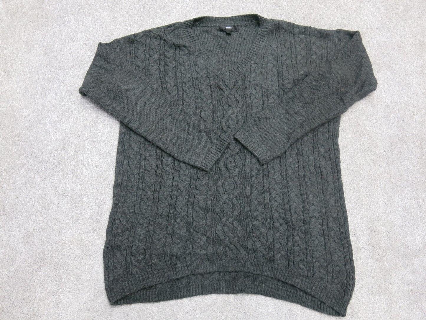 Massimo Mens Pullover Sweater Long Sleeves Casual V Neck Black Size Large