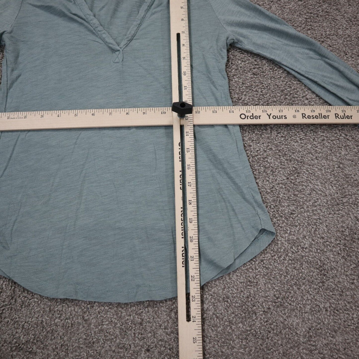Abercrombie& Fitch Womens Blouse Top Deep V Neck Long Sleeve Slate Blue SZ XS