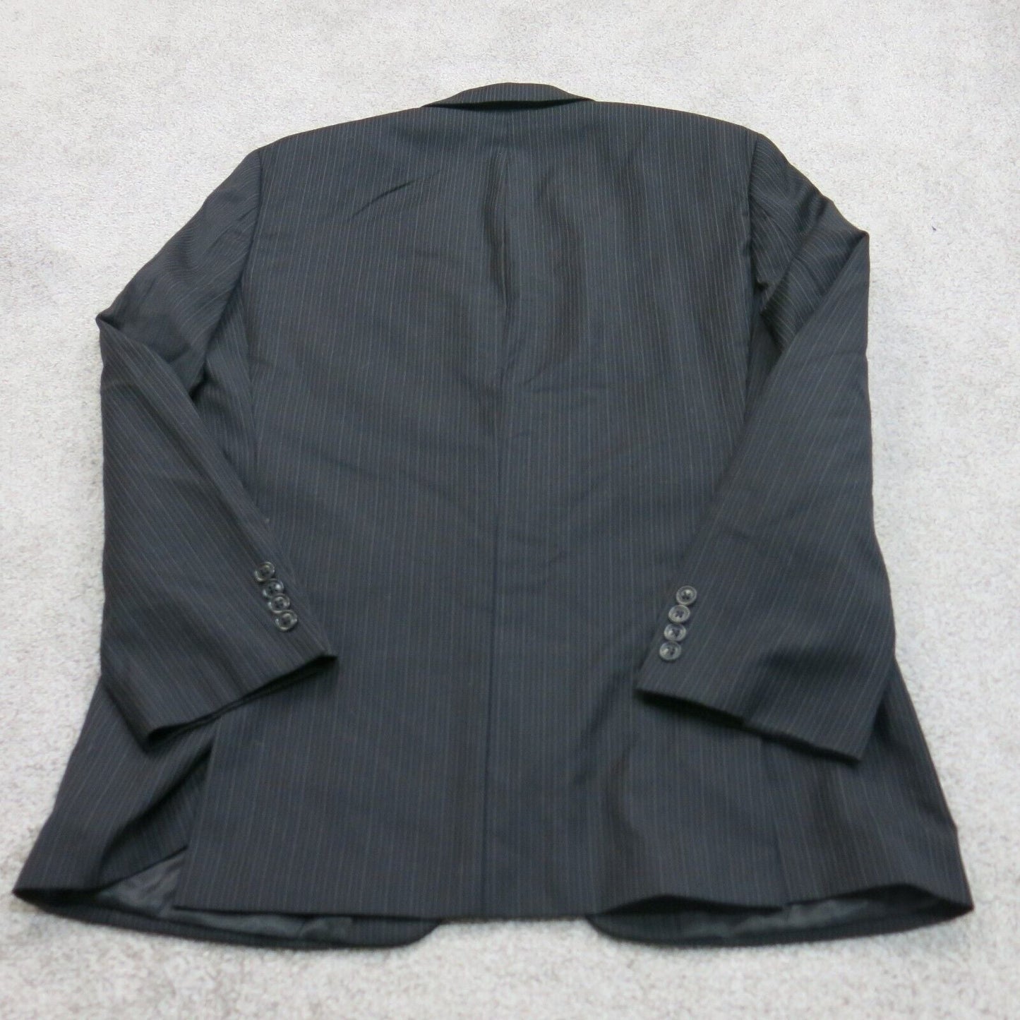 Calvin Klein Mens Striped Blazer Coat Single Breasted 100% Wool Black Size 38R