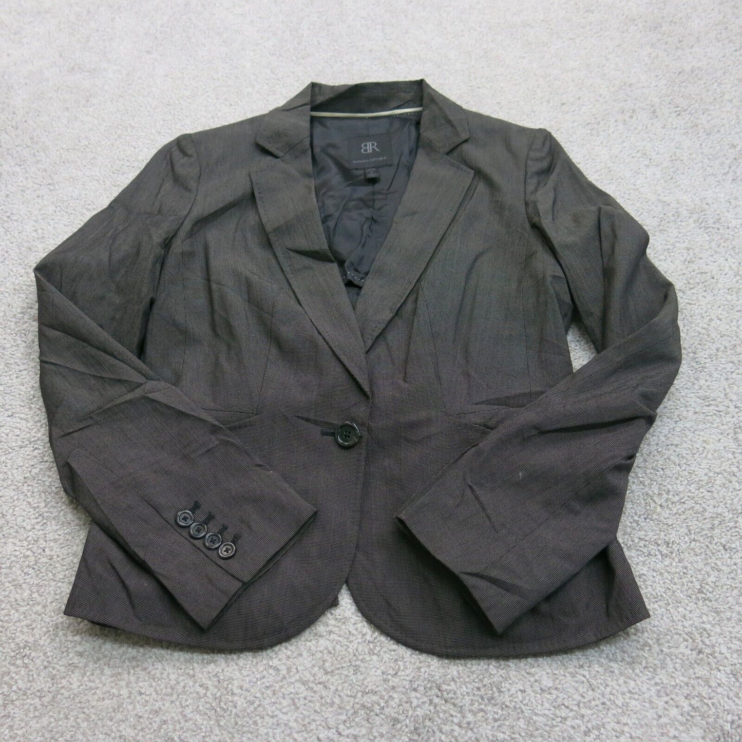 Banana Republic Womens Blazer Coat Single Breasted Long Sleeve Pockets Black 4